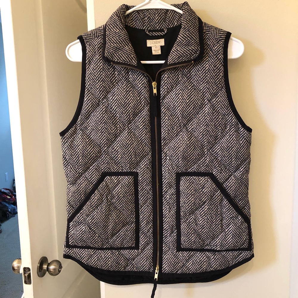 J Crew Herringbone Puffy Vest